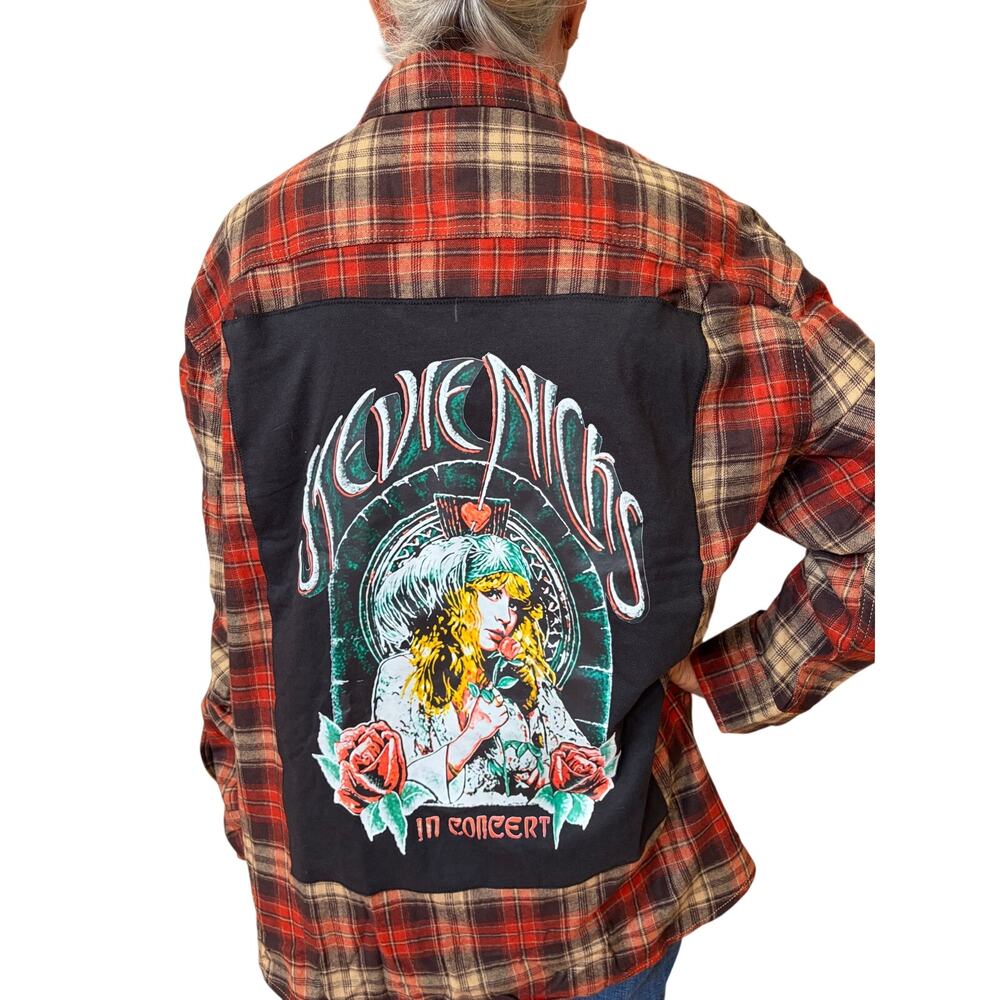 Stevie Nicks Upcycled Flannel Shirt Top Unisex 2XL